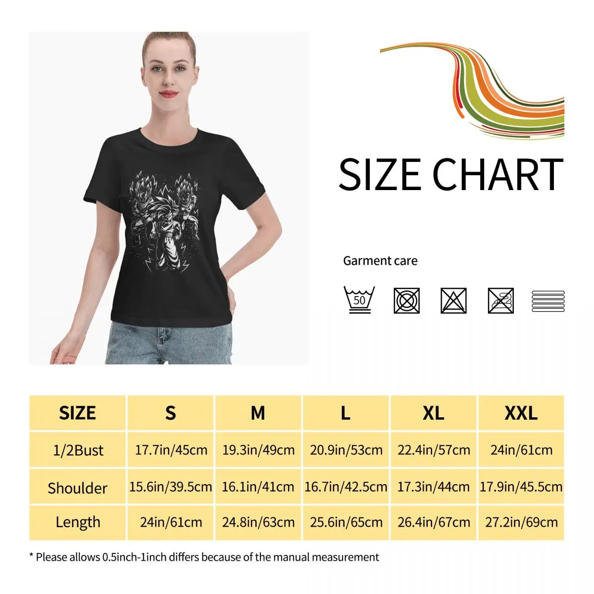 

Anime Fans Son Goku 6 womens Tee Not easy to shrink Short sleeveRound neck T-shirt