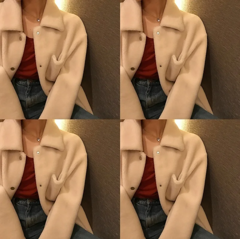 Женское пальто из натурального меха овчины зимняя куртка 100% шерсти в Корейском