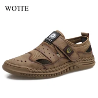 mens summer shoes breathable leather mens casual shoes beach sandals fashion outdoor casual sneakers footwear tenis de cuero