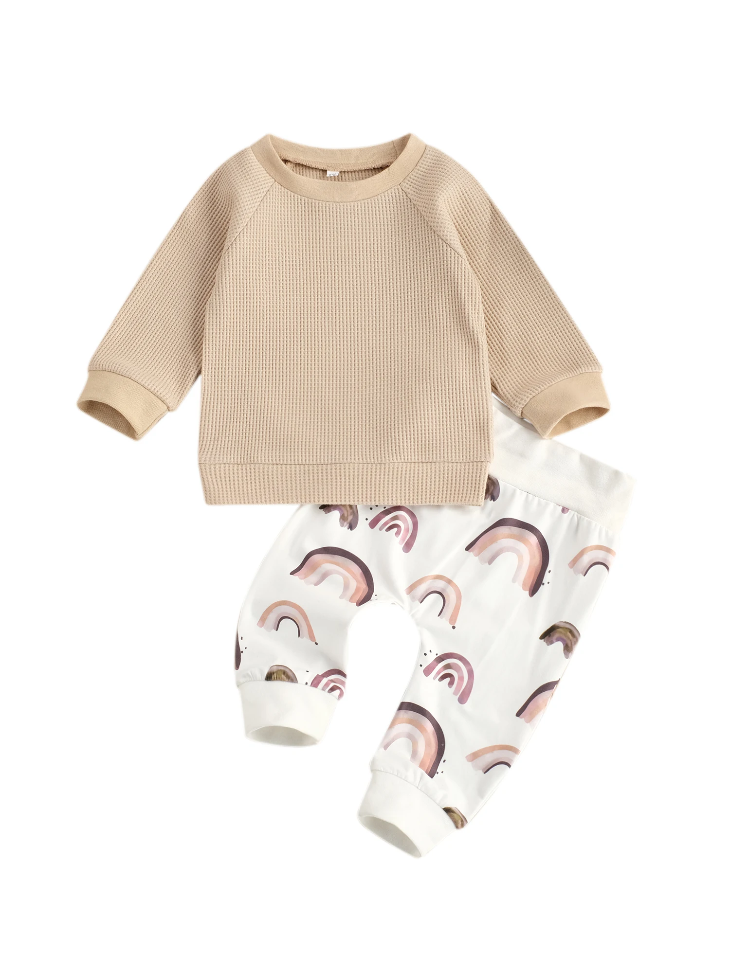 

Комплект одежды для новорожденных мальчиков, комплект из 2 предметов: топ с длинными рукавами + штаны с радужным принтом, весенне-осенняя пов...