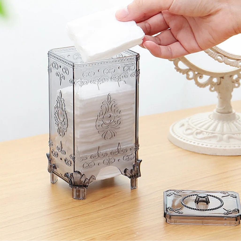 

Creative Vintage Desktop Storage Box Makeup Remover Cotton Box Transparent Household Cosmetic Makeup Storage Accessories Tools