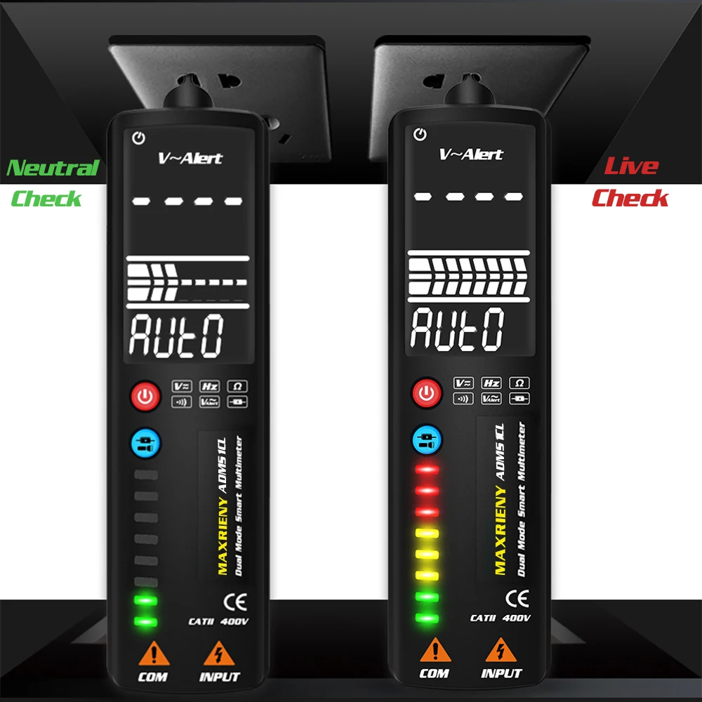 

Multimeter MAXRIENY Dual Mode Intelligent Detection Multimeter Voltage Detector AC/DC Voltage Resistance Frequency Meter Measure