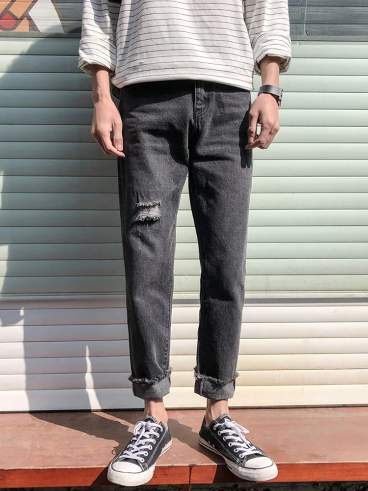 

Casual Men Straight Jeans 2019 Summer Autumn Loose Cotton High Quality Jeans Men Streetwear Jeans Pants Plus Size