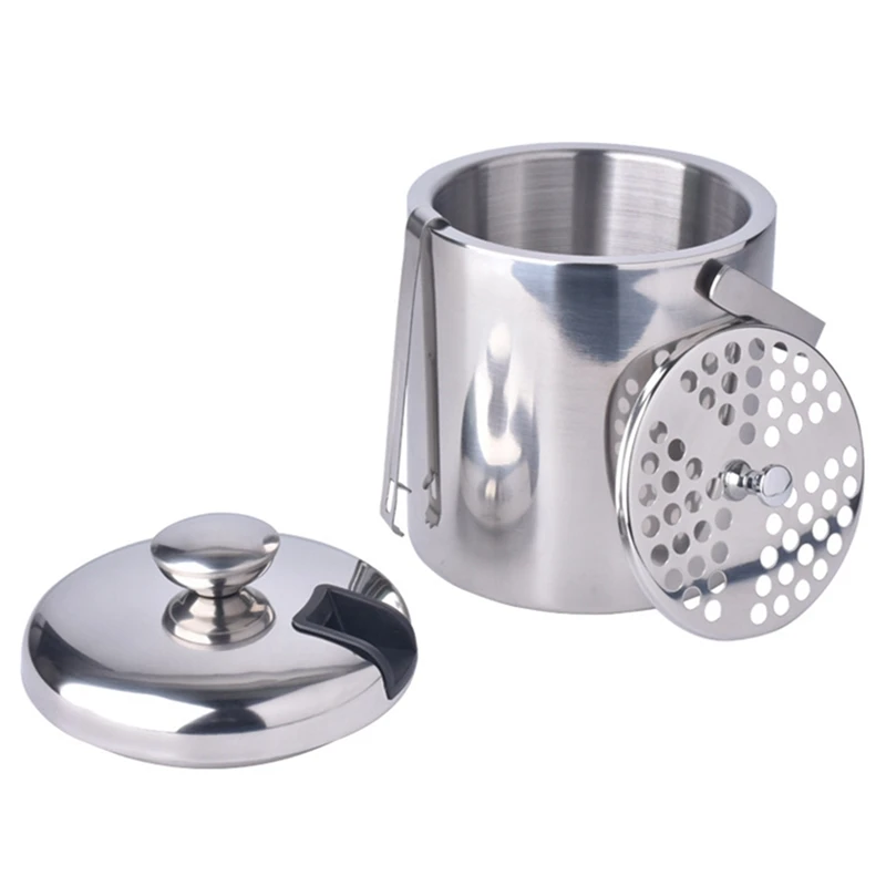 

1 Set Ice Buckets with Stainless Steel Ice Tongs,Ice Bucket with Lid & 1 Pcs Wooden Handle Tea Leaking Tea Strainer