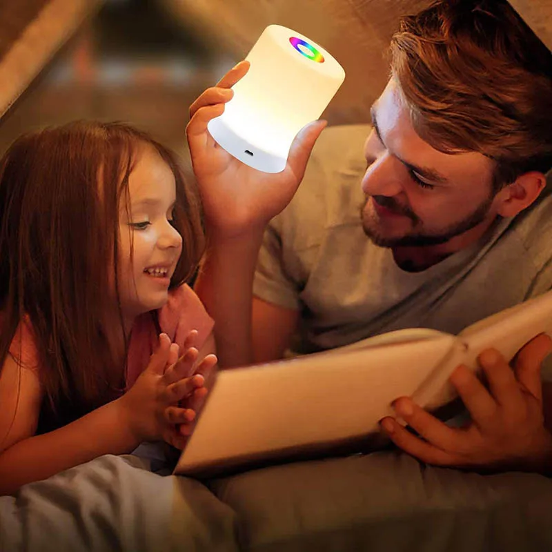 

Portable Rechargeable Smart LED Touch Control Colorful Nightlight Induction Dimmer Intelligent Bedside RGB Color Change