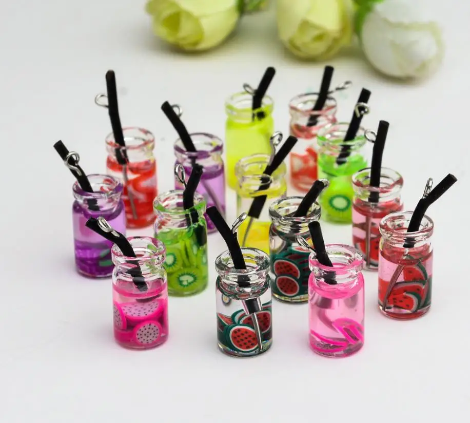 Милые модные подвески в виде стеклянной чашки с соком для украшения сделай сам