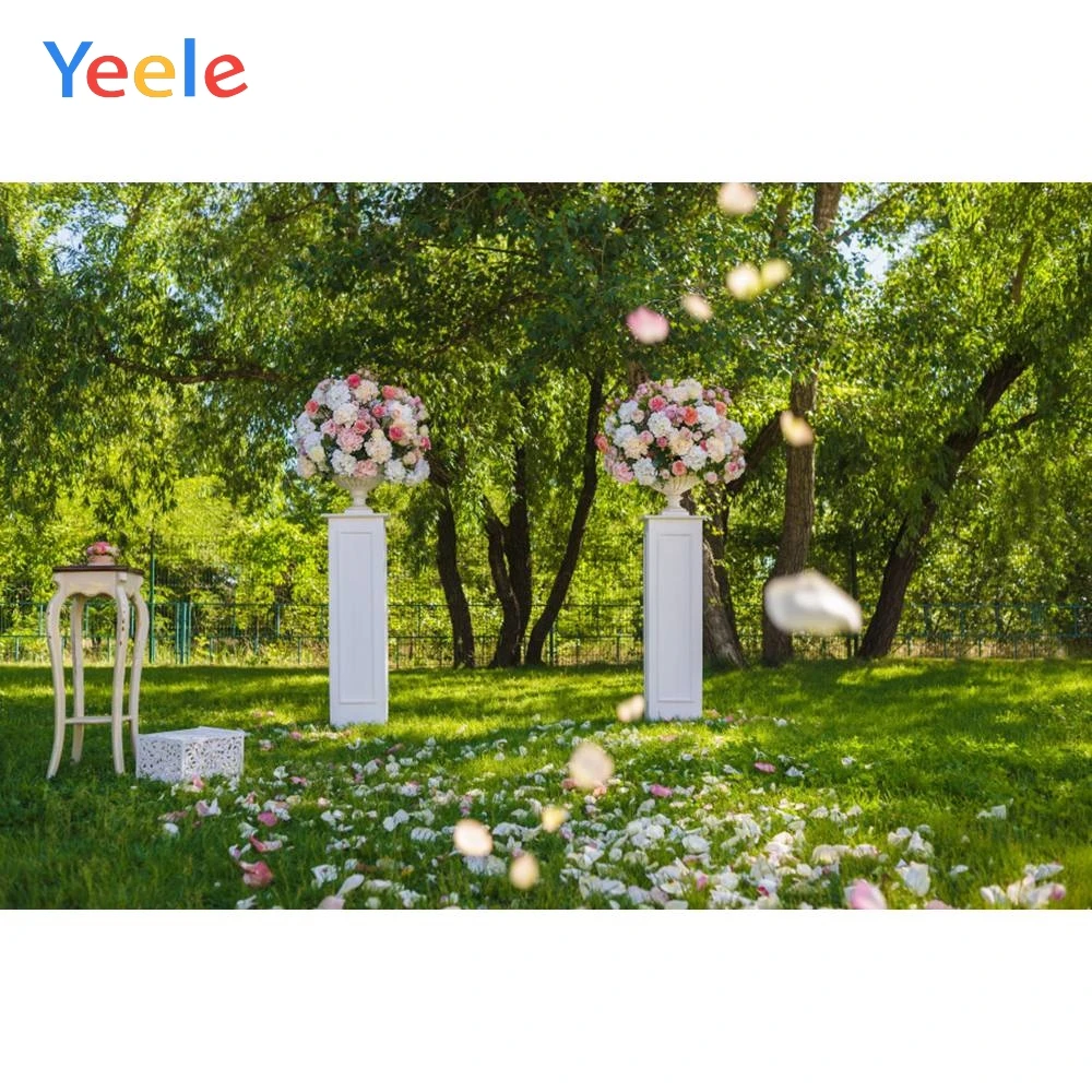 Фон для свадебной фотосъемки Yeele с изображением леса газона занавеса стола