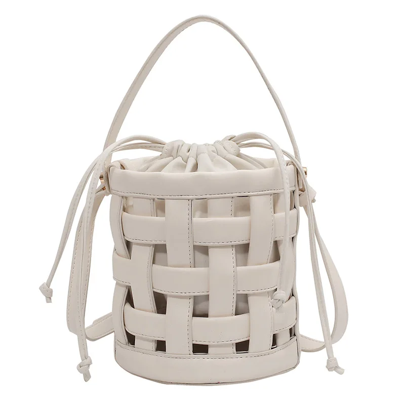 

Hollow Out Design Mini PU Leather Bucket Crossbody Bag For Beautiful Women 2021 Female Summer Shoulder Handbags And Purses