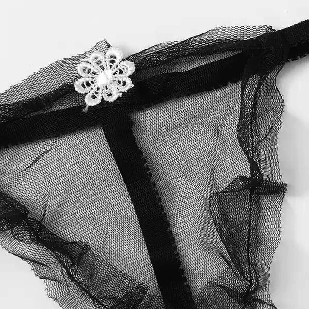 

Summer Lace Erotic Lingerie Women Flower Detail Mesh Slip Nightdress Sexy perspective Sleepwear G-string Set Babydoll A50
