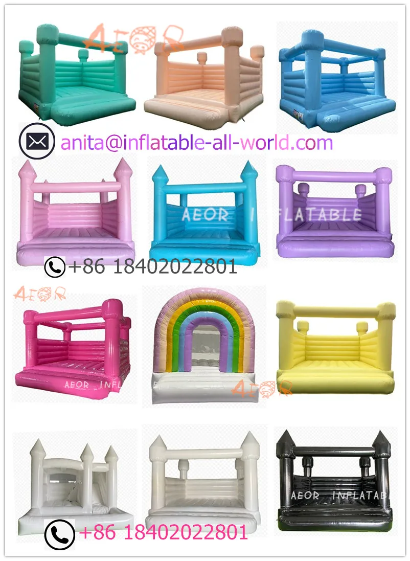 Полностью белый мини-батут с горкой и шариковой ямой надувной Свадебный батут