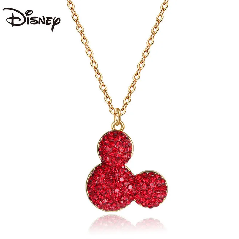 

Disney Fashion Mickey Couple Necklace Lady Transit Red Diamond Mickey Clavicle Jewelry Net Red Trend Personality Pendant
