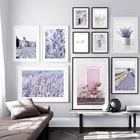 Фиолетовый цветок поле Лаванда Ретро велосипед художественная стена с цитатой холст живопись плакаты и принты гостиная скандинавский стиль украшения
