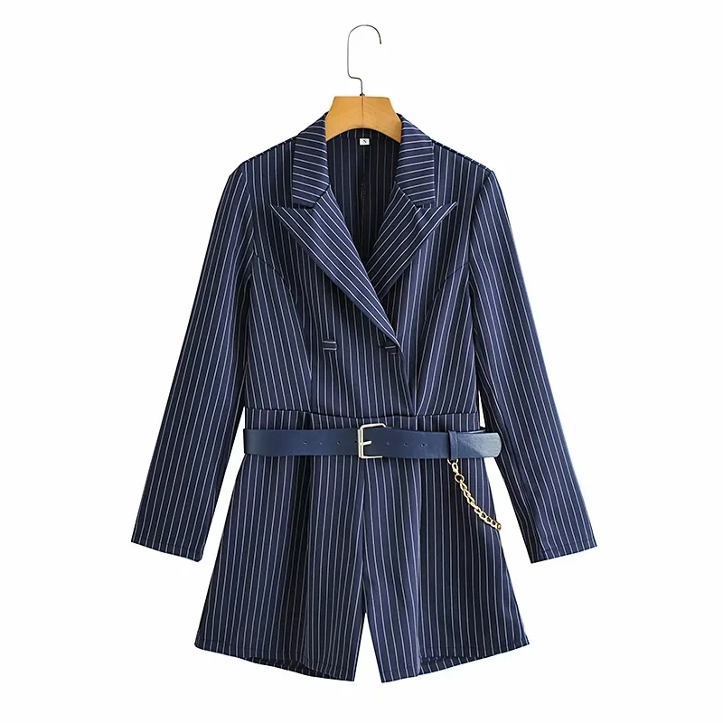

ZA 2021 autumn new women's clothing fashion all-match casual European and American style close-fitting striped jumpsuit