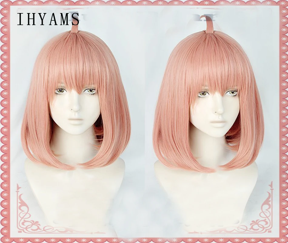 

Anime SPY X FAMILY Anya Forger Cosplay Wig Pink Short Bobo Synthetic Hair Role Play Halloween Carnival Party + Free Wig Cap
