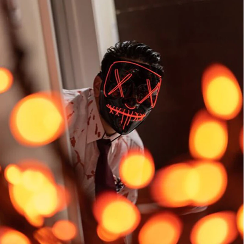 Маска маскарадные маски светодиодная светящаяся маска Хэллоуин ужас косплей