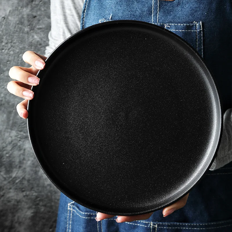 Тарелка Черная матовая одноцветная устойчивая к царапинам столовая посуда