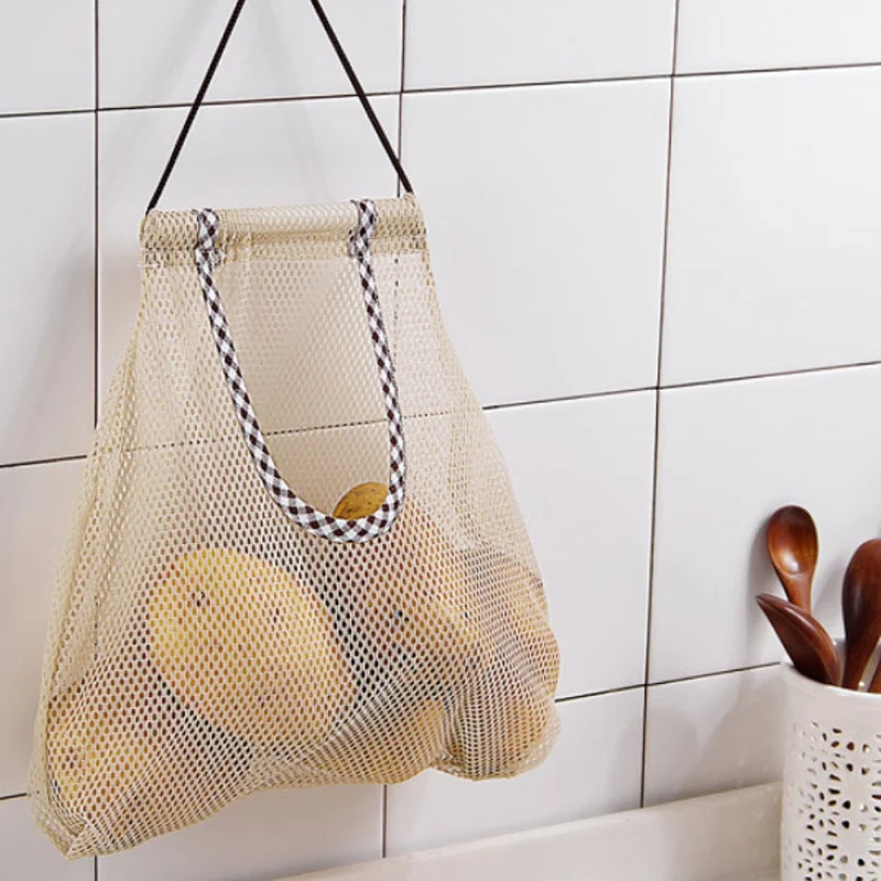 

Reusable Mesh Vegetable Bags Produce Bag Mesh Vegetable Storage Bag Kitchen Fruit Vegetable with Drawstring
