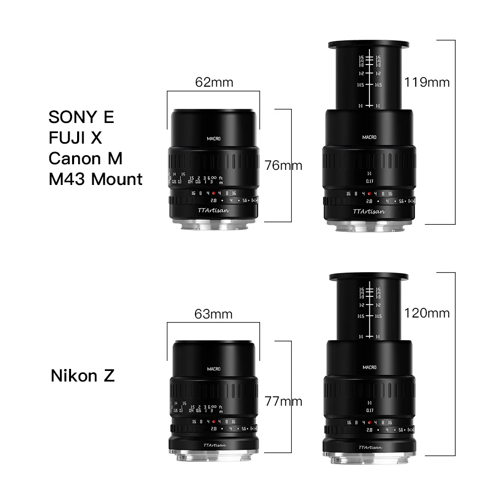 TTArtisan 40 мм F2.8 APS-C макрообъектив ручной фокус MF для M4/3 Olympus Panasonic Nikon Z Sony E Fujifilm Fuji X Canon