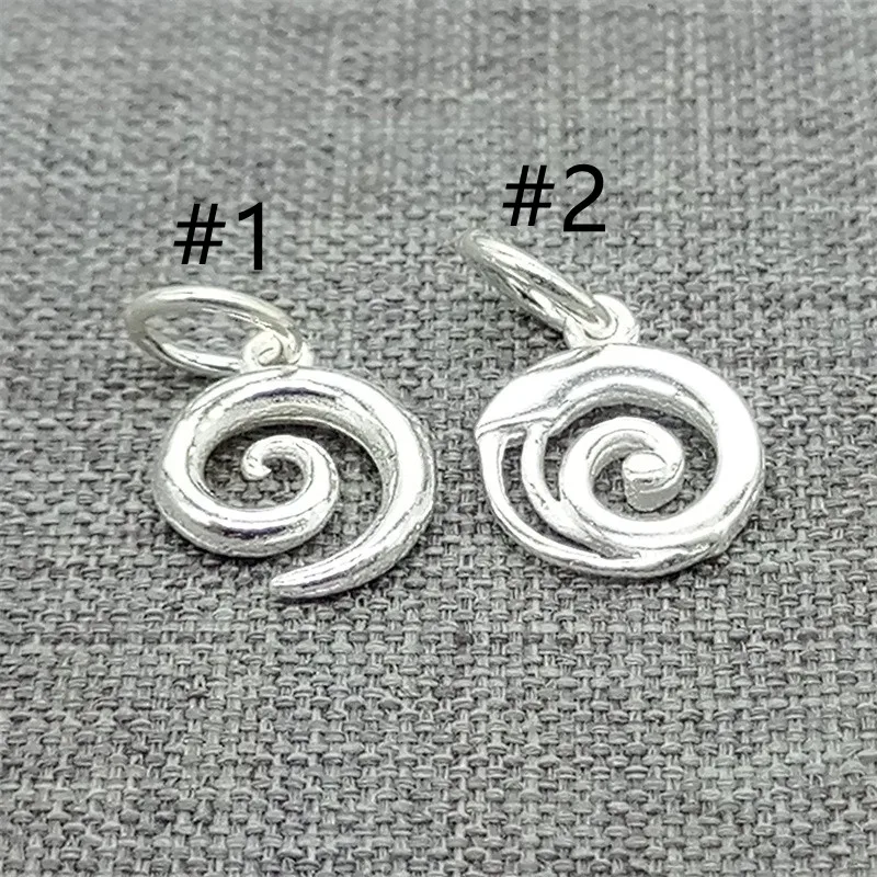 5 pieces of 925 Sterling Silver Shiny Spiral Swirl Charms for Bracelet Necklace