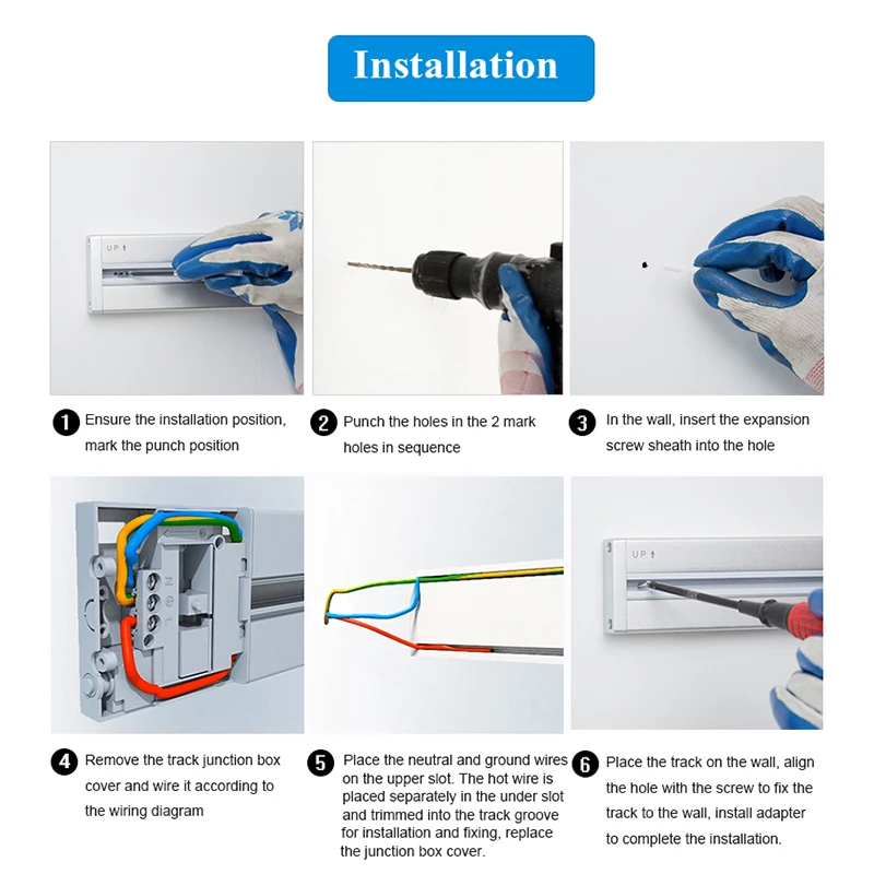 

Fashion EU Standard Wall Socket 3 Colors 60CM Power track socket Aluminum Alloy USB Wall Socket UK Universal Socket