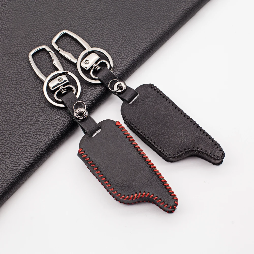 

M4 M3 Russian version stylish leather keychain case for Scher Khan magicar 4 3 lcd remote two way car alarm system
