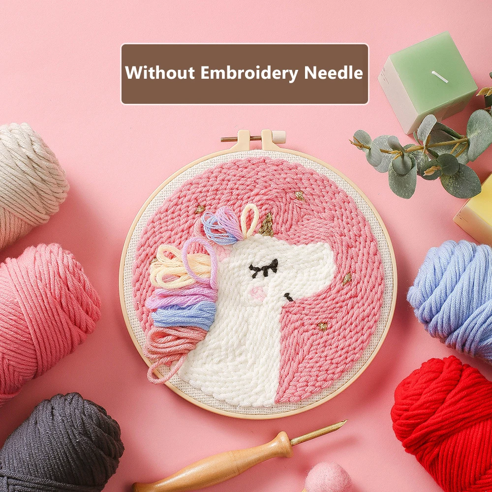 Наборы для вышивки единорогом детей наборы из 2020 розовой шерсти начинающих