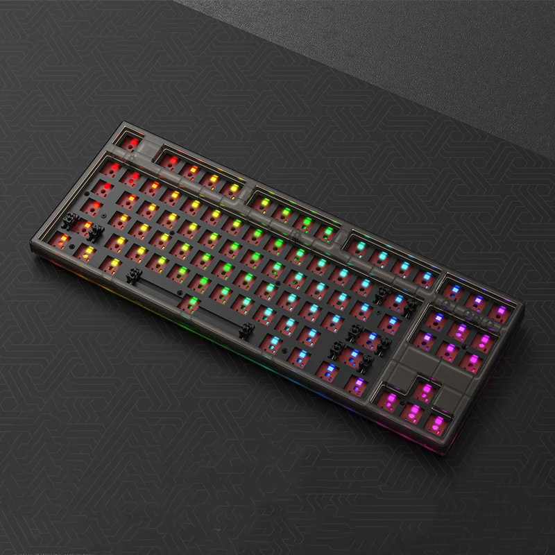 

87 Keys Mechanical Keyboard DIY Kit Hot Swap RGB Backlight Plastic Case Wired Bluetooth Dual Mode Type-c Support WIN/MAC/Android