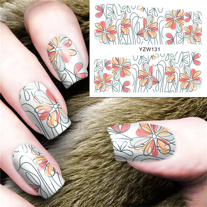 1 шт красочные стикеры 3D на ногти Nail Art слайдеры цветы лист мультфильм геометрические наклейки для ногтей Фольга Дизайн Маникюр Красота Декор