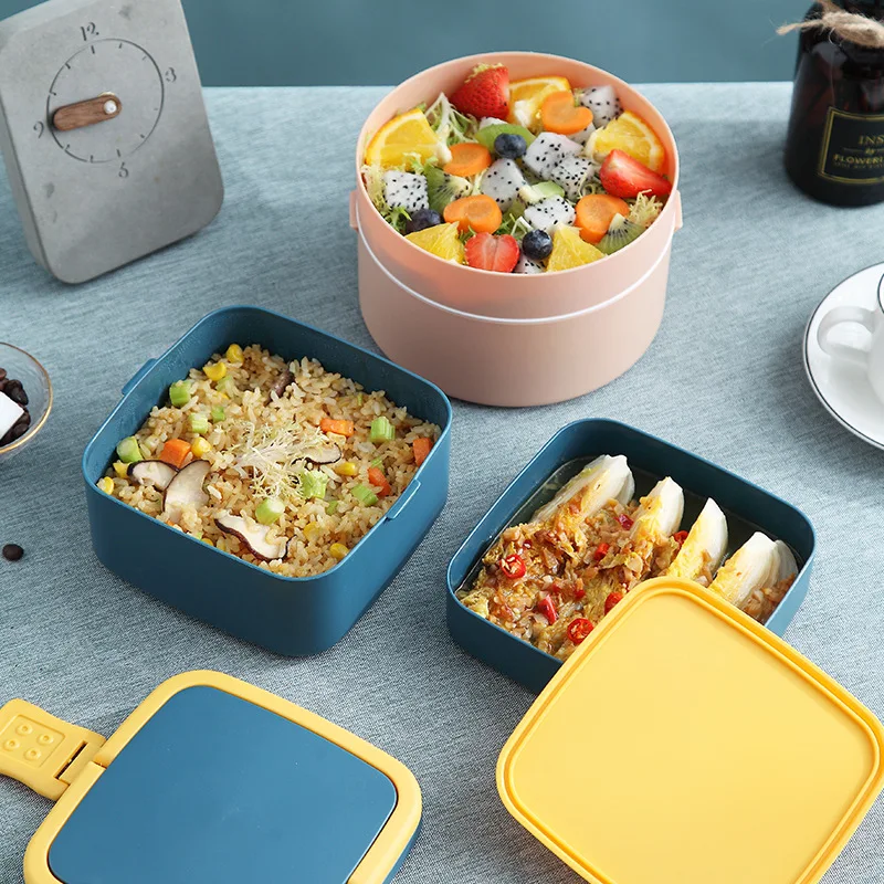 2-слойная детская коробка Bento Kawaii японский стиль контейнер для хранения продуктов