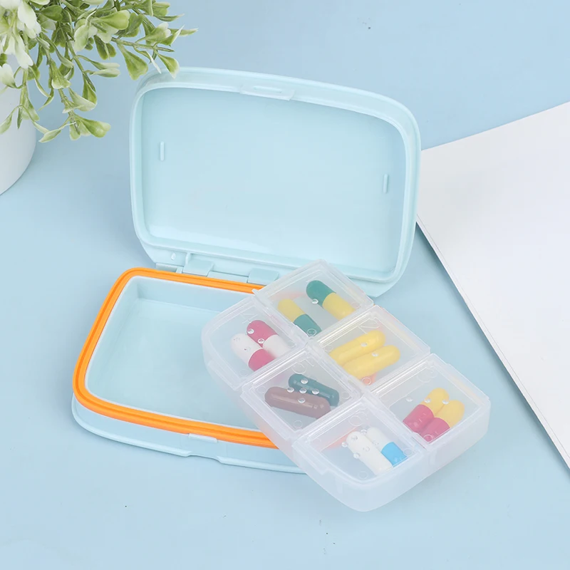 1PCS Pill Case 6 grid Compartment Travel Pill Box Organizer Medicine Tablet Dispenser Organizer Pill Box Splitters Organizer