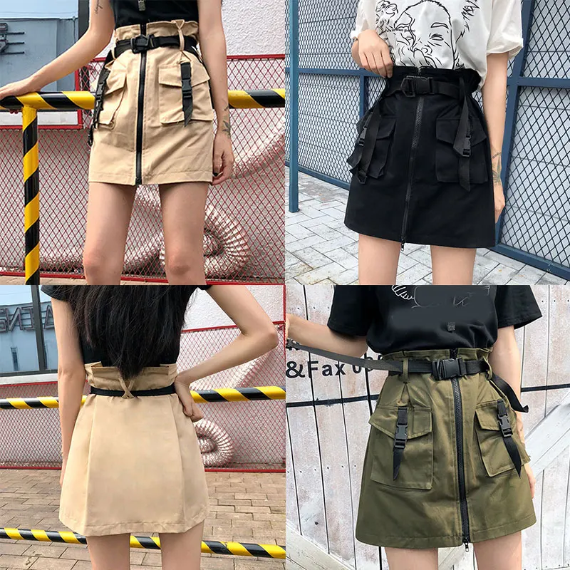 Юбка женская трапециевидная с завышенной талией и карманами короткая мини юбка в