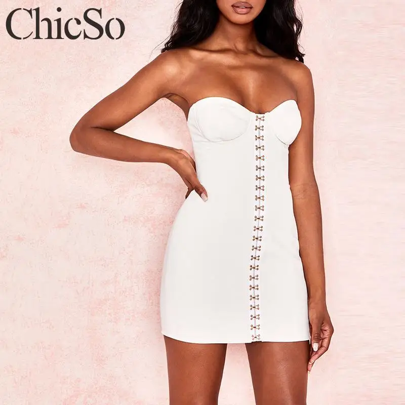 MissyChilli Off shoulder sleeveless white dress Women elegant bodycon short strap Autumn winter sexy party clubdress | Женская одежда