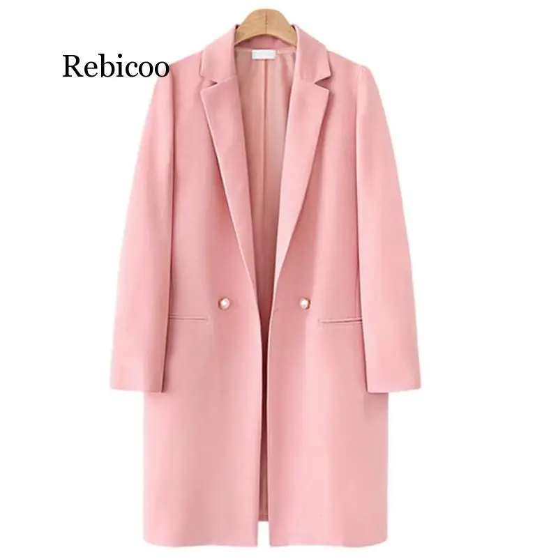 

Women's 2019 spring and autumn new England wind long casual long-sleeved suit windbreaker cardigan coat