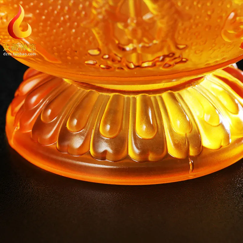 

Tibetan Buddhism Coloured Glaze Carving Eight Auspicious Cup Home Decoration