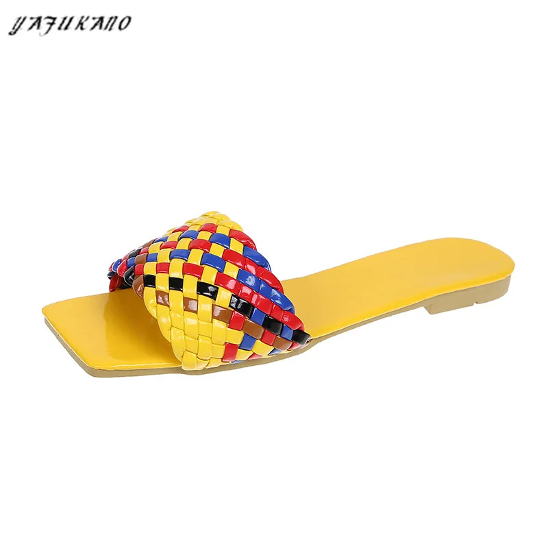 

2021 Flip-flops Summer Hot Style Flat-bottomed Color Fairy Style Fashion All-match Color Handmade Open-toed Woven Female Sandals