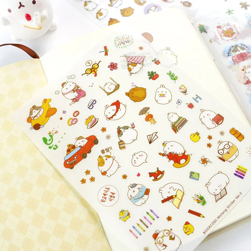 6 листов/упаковка декоративная наклейка для детской одежды|fat rabbit stickers|stationery