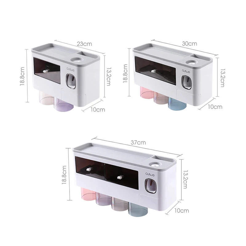 

AHAWILL Wall-Mounted Toothbrush Holder Automatic Toothpaste Squeezer Magnetic Suspension Toothbrushing Cup Bathroom Storage Rack