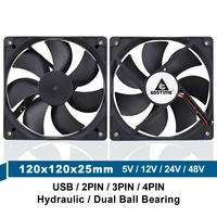 12V 24V 48V 120mm 12025 Sleeve Ball Cooling Fan 120x120x25mm PWM USB 2PIN 3PIN 4PIN Cooler Fan for Computer Case
