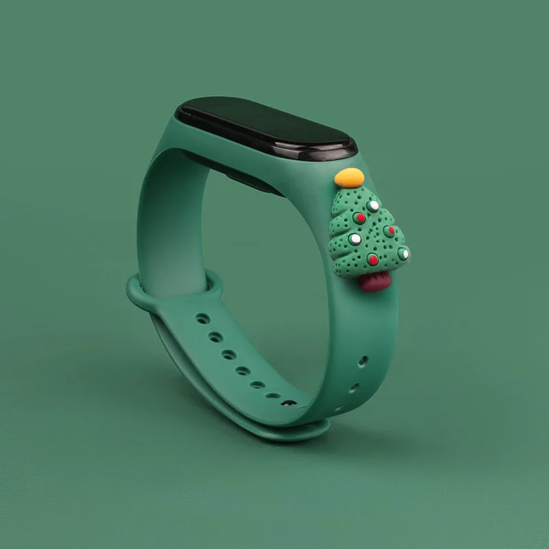 Ремешок для часов Mi Band 6 5 4 3 рождественский подарок силиконовый