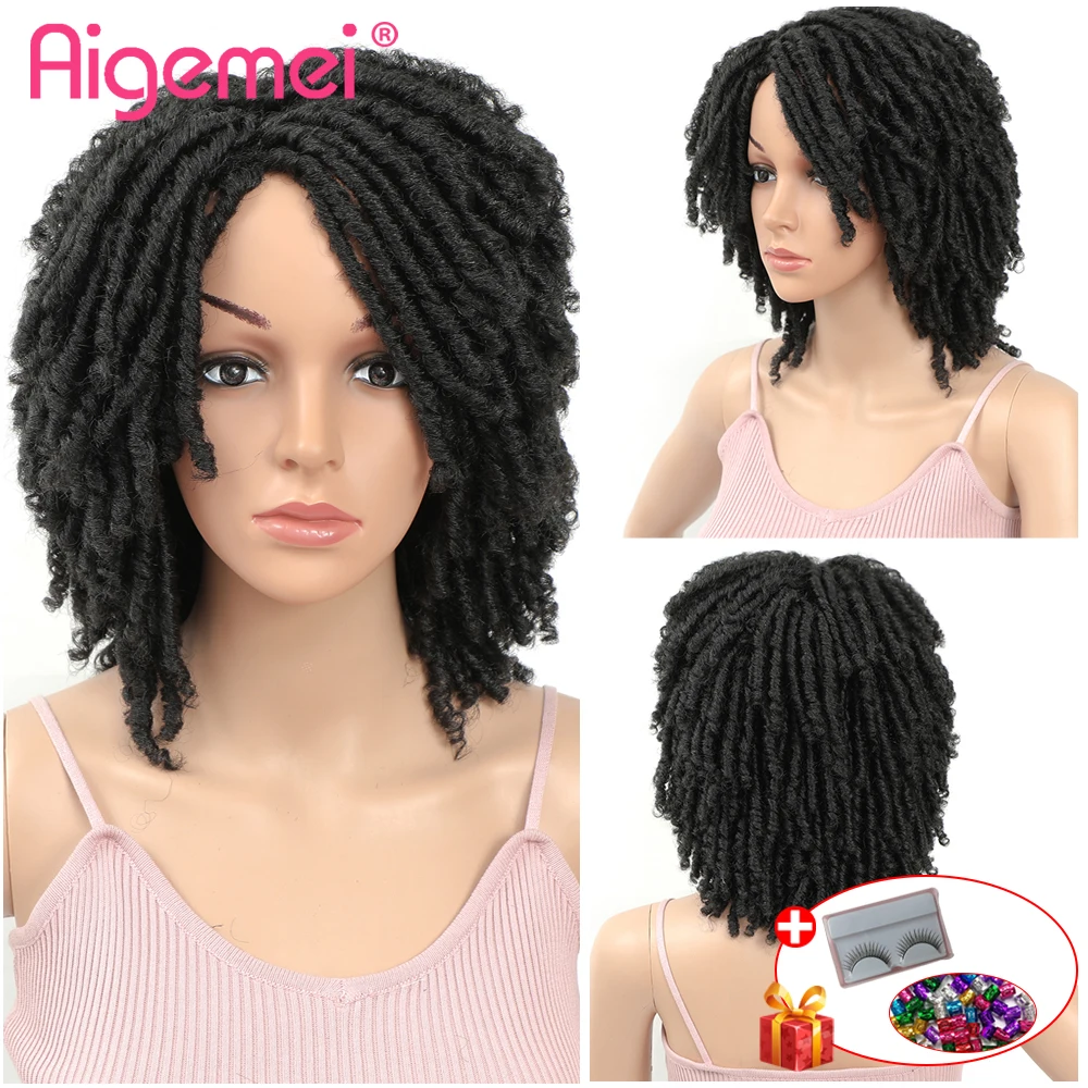 

Aigemei Dreadlock Crochet Twist Hair Synthetic Wigs For Woman Low Temperature Flame Retardant Synthetic Fiber TBUG Black