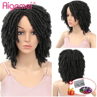 aigemei dreadlock crochet twist hair synthetic wigs for woman low temperature flame retardant synthetic fiber tbug black