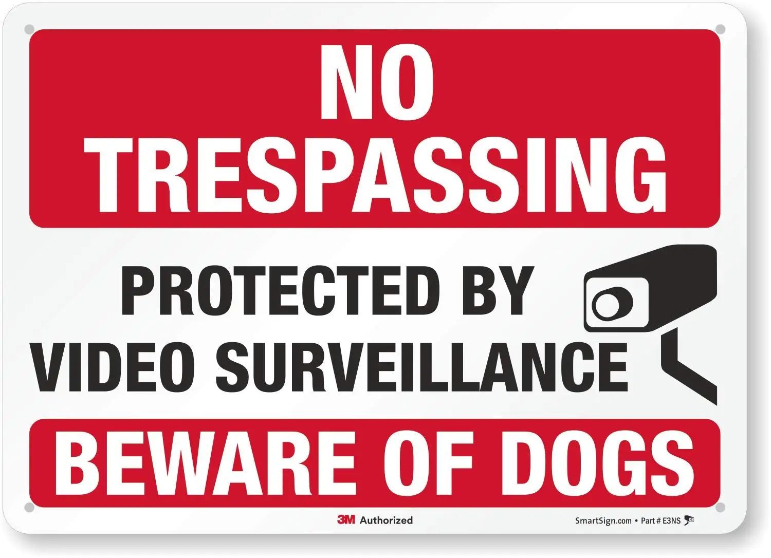 

Нет пересечение границы защищены видеонаблюдение знак, собак знак | 8 "х12" 3M инженерный класс отражающий Алюминий металла