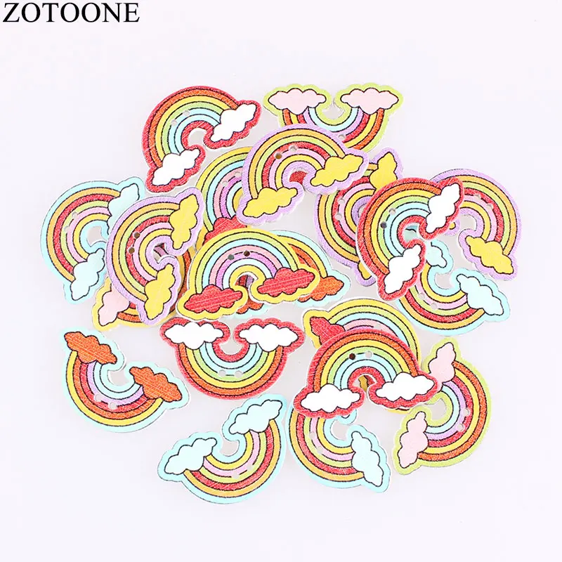 

ZOTOONE Wooden Colorful Rainbow Buttons Handmade Noel Accessories Scrapbooking for Coat DIY Craft Decoration Button E
