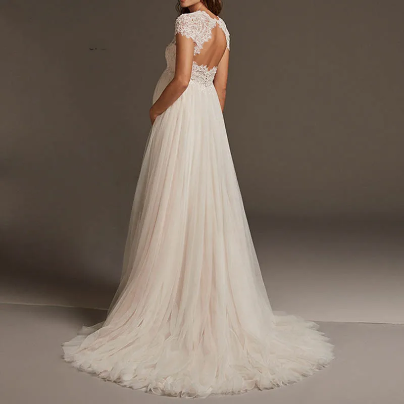 Vestido De Noiva богемное Тюлевое кружевное свадебное платье для беременных 2020