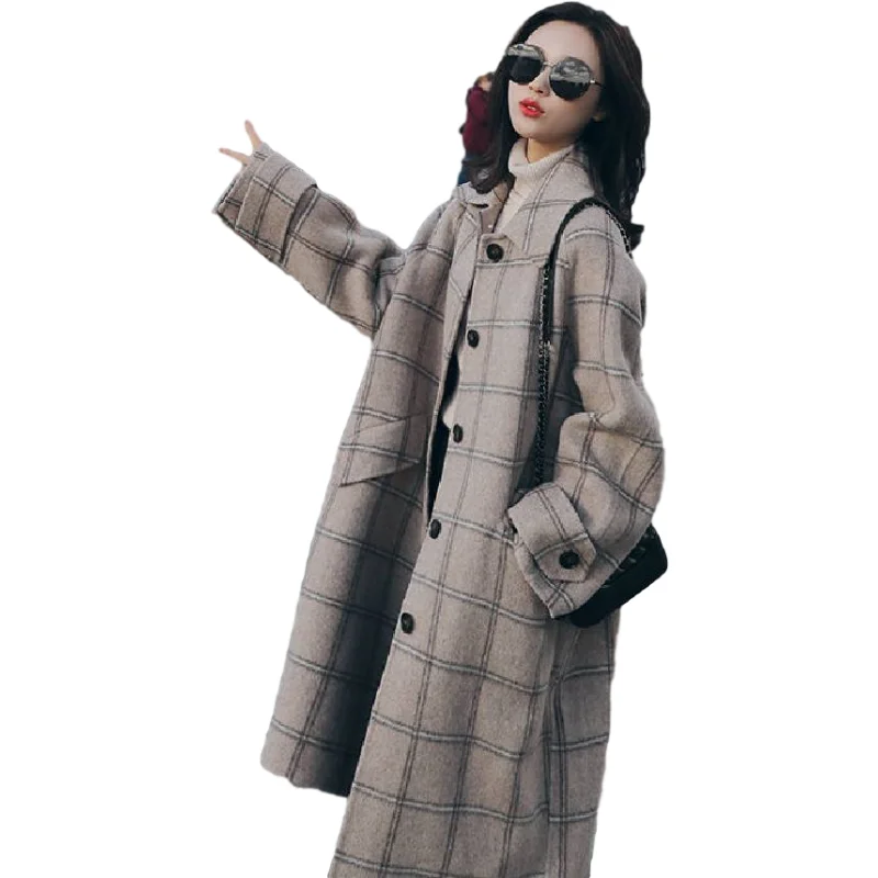

New Winter Coat Women Oversize Fashion Cashmere Wool Outerwear Female Long Thickening Warm Woolen Overcoat Womens Trench Coats