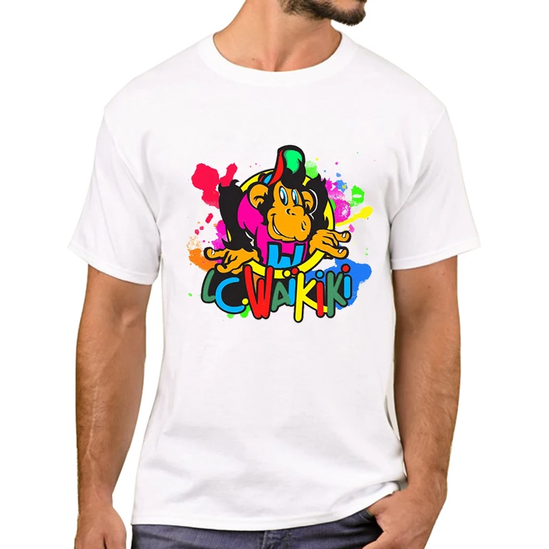 Футболка мужская хипстерская с принтом обезьяны LC Waikiki модная полутоновая