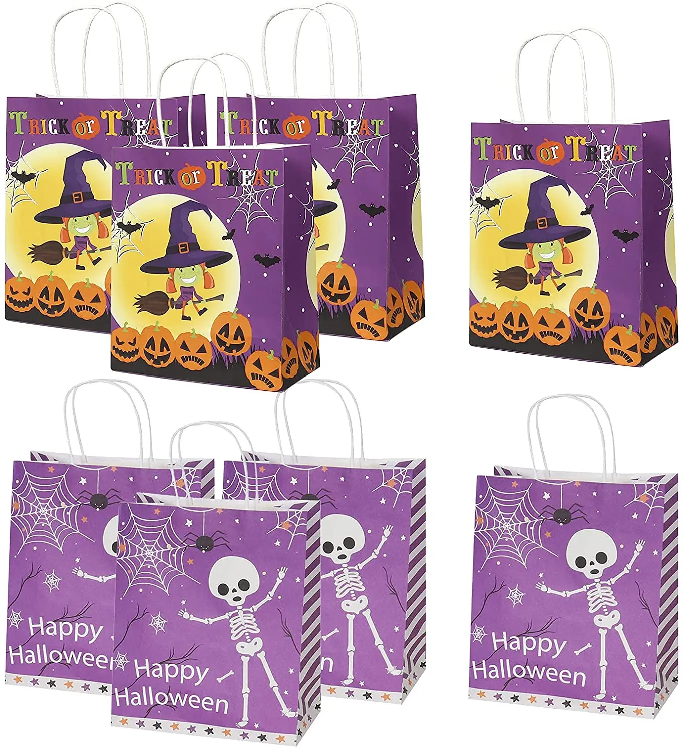 

12 PCS Halloween Paper Bags,Halloween Candy Bags Halloween Party Favor Bags Trick or Treat Bags for Pumpkin Decorations