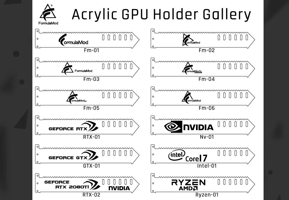 FormulaMod Fm-QJD, RGB блок GPU акриловые кронштейны, декоративные пластины GPU держатель, 5 v 3 Pin RGB синхронизация материнская плата освещение