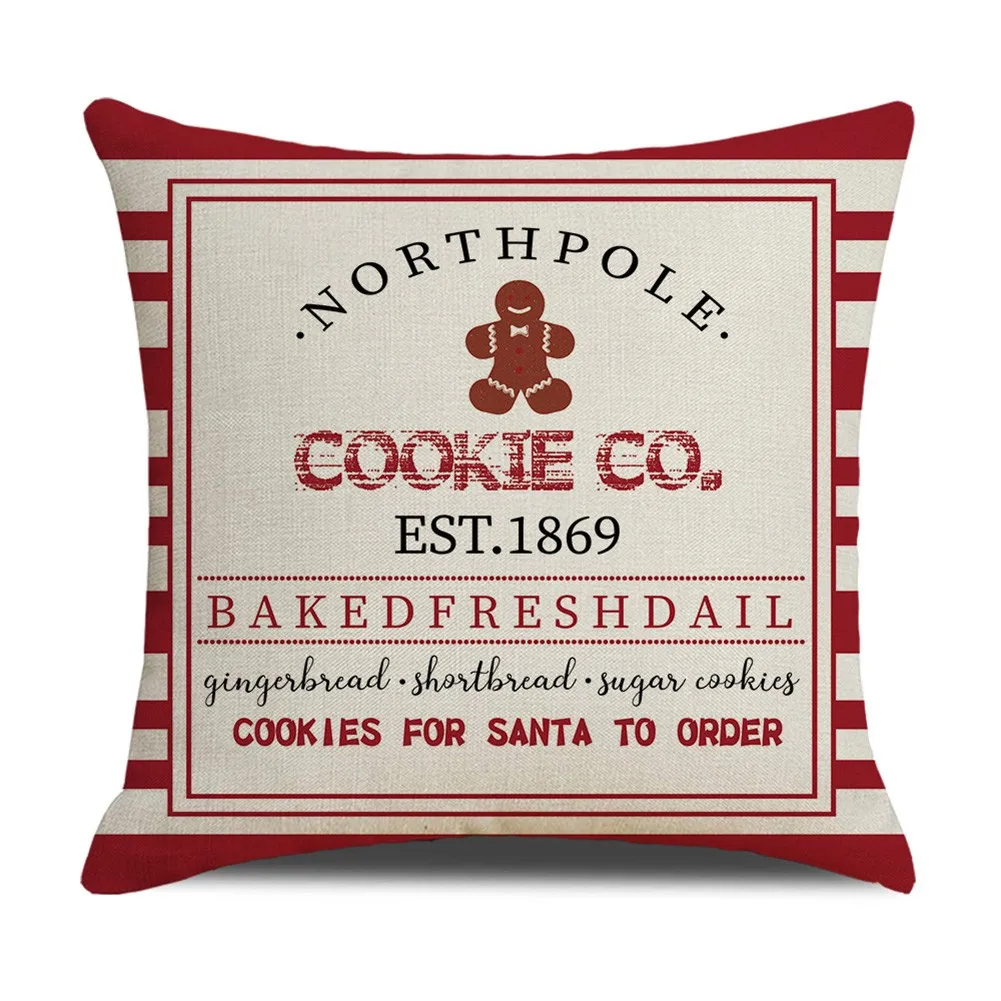

18\" Christmas 3D Santa Cushion Cover Throw Pillow Case Xmas Home Sofa Car Decor Xmas Noel Cristmas Ornaments New Year