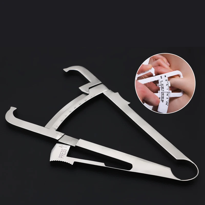 Fat caliper skin fold thickness meter body fat measuring instrument sebum clamp stainless steel measuring clip